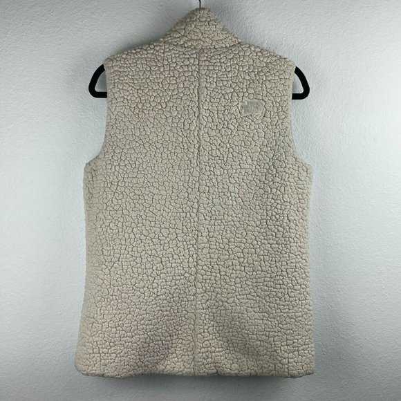The North Face Vest Women's S Reversible Puffer Sherpa Fleece Full Zip Red White - Picture 5 of 11